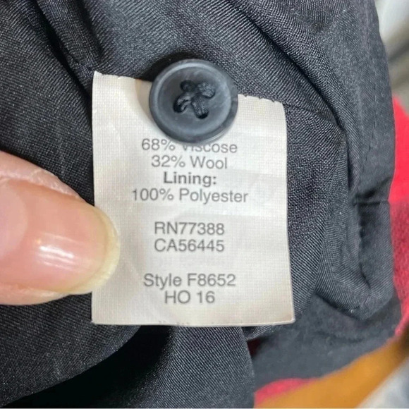 MADEWELL Red & Black Buffalo Plaid Wool Blend Tie Neck Shift Dress Size XXS - Picture 5 of 6